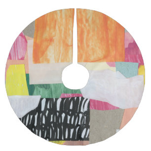 Collage art, modern colourful abstract. brushed polyester tree skirt
