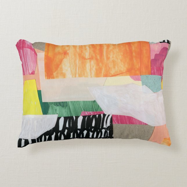 Collage art, modern colourful abstract. decorative cushion (Front)