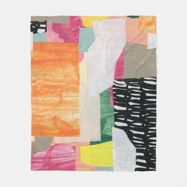 Collage art, modern colourful abstract. fleece blanket (Front)