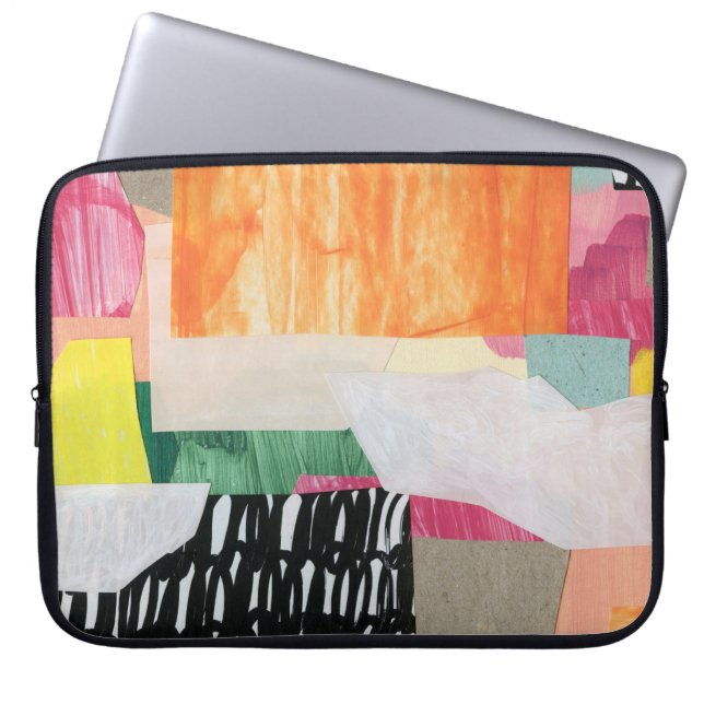 Collage art, modern colourful abstract. laptop sleeve (Front)