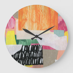 Collage art, modern colourful abstract. large clock