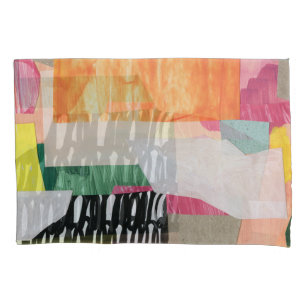 Collage art, modern colourful abstract. pillowcase