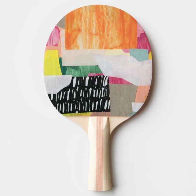 Collage art, modern colourful abstract. ping pong paddle (Front)