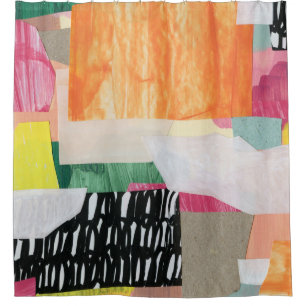 Collage art, modern colourful abstract. shower curtain