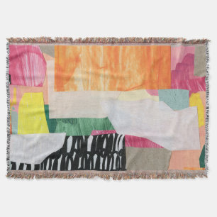 Collage art, modern colourful abstract. throw blanket