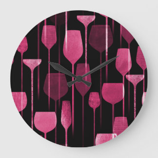 Collage Art: Party Drinks Pattern. Large Clock