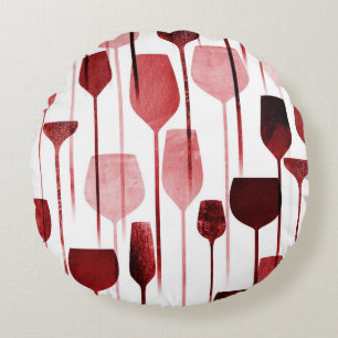 Collage art: party drinks pattern. round cushion