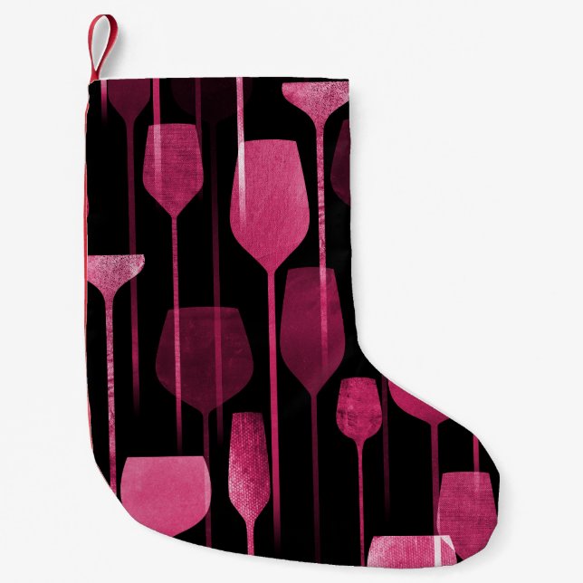 Collage Art: Party Drinks Pattern. Small Christmas Stocking (Front)