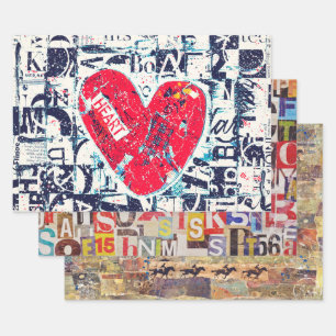 Collage Artwork Papers for decoupage and more Wrapping Paper Sheet