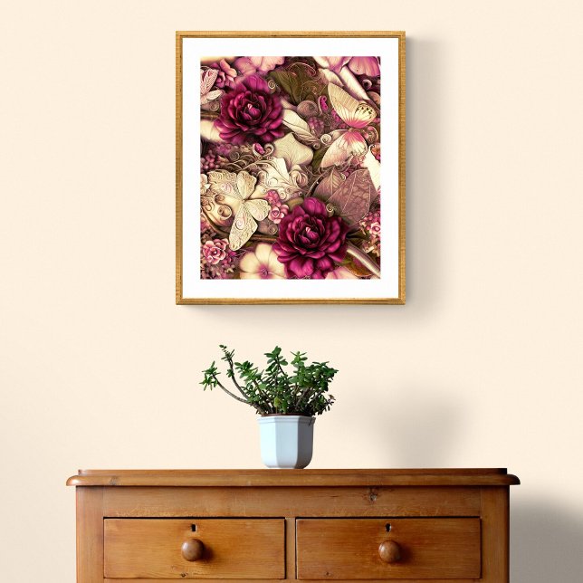 Collage Butterfly And Roses Decorative Poster (Creator Uploaded)