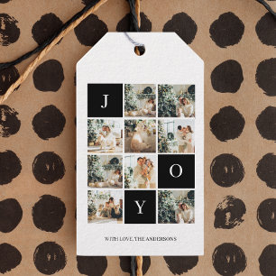 Collage Christmas Photo   Joy   Happy Holiday Gift Tags