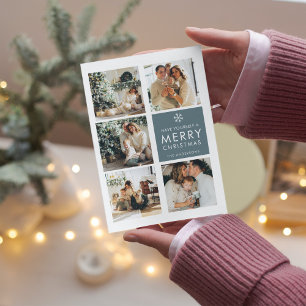 Collage Christmas Photo Merry Christmas Blue