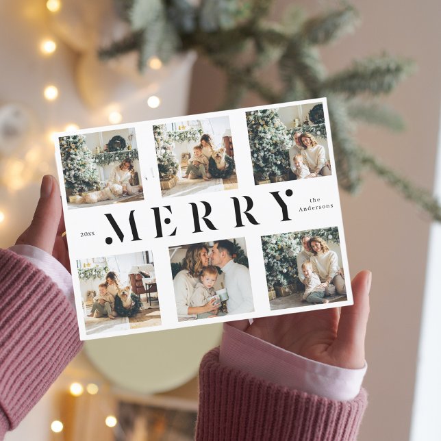 Collage Christmas Six Photos | Merry Holiday Postcard (Creator Uploaded)
