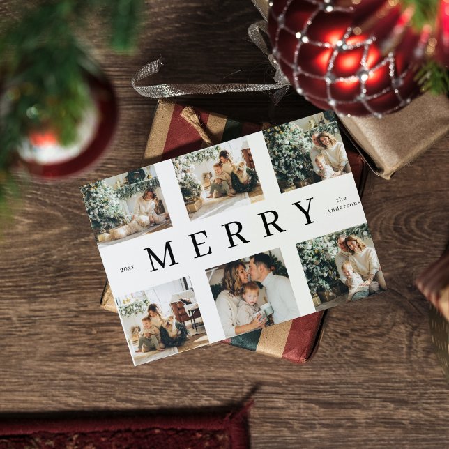 Collage Christmas Six Photos | Merry Holiday Postcard (Creator Uploaded)