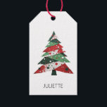 Collage Christmas Tree Gift Tags<br><div class="desc">Features a collage Christmas tree in a colour palette of red and green. Personalise with a name on the front.</div>