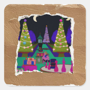 Collage Christmas tree sticker fun