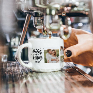 Collage Couple Photo & Hugs And Kisses Phrase Love Espresso Cup