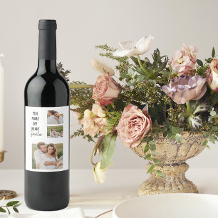 Collage Couple Photo & Lovely Romantic Quote Wine Label