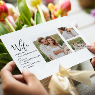 Collage Couple Photo & Lovely Romantic Wife Gift Holiday Postcard