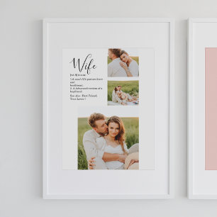 Collage Couple Photo & Lovely Romantic Wife Gift Poster
