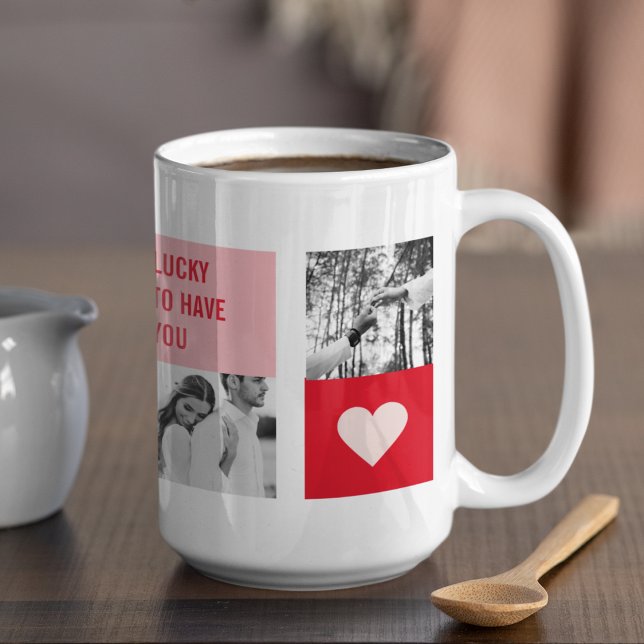 Collage Couple Photo | Modern Valentines Gift Coffee Mug (Creator Uploaded)