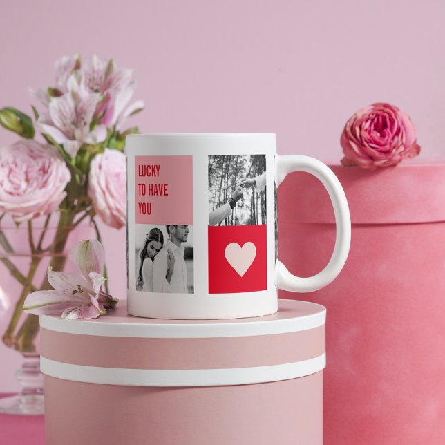 Collage Couple Photo | Modern Valentines Gift Coffee Mug (Creator Uploaded)