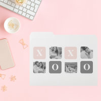 Collage Couple Photo & Pastel Pink & Grey XOXO