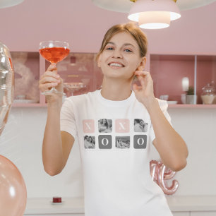 Collage Couple Photo & Pastel Pink & Grey XOXO T-Shirt