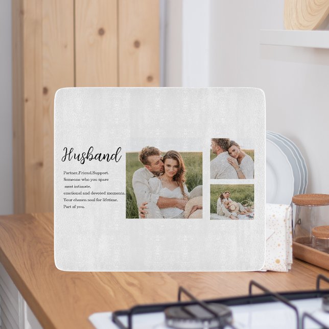 Collage Couple Photo & Romantic Husband Love Gift Cutting Board (Creator Uploaded)