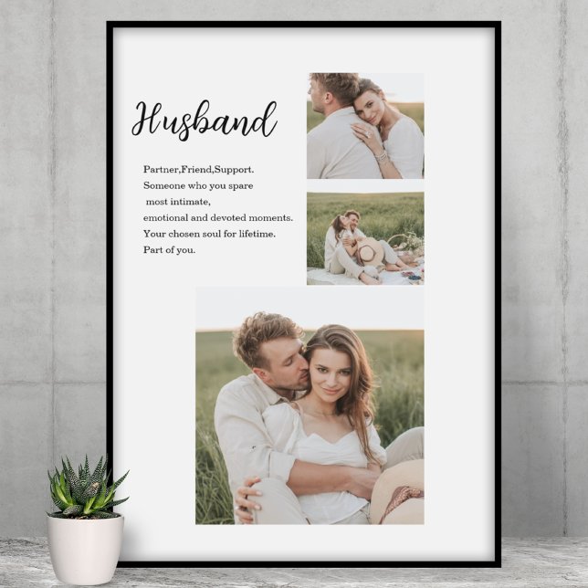 Collage Couple Photo & Romantic Husband Love Gift Poster (Creator Uploaded)