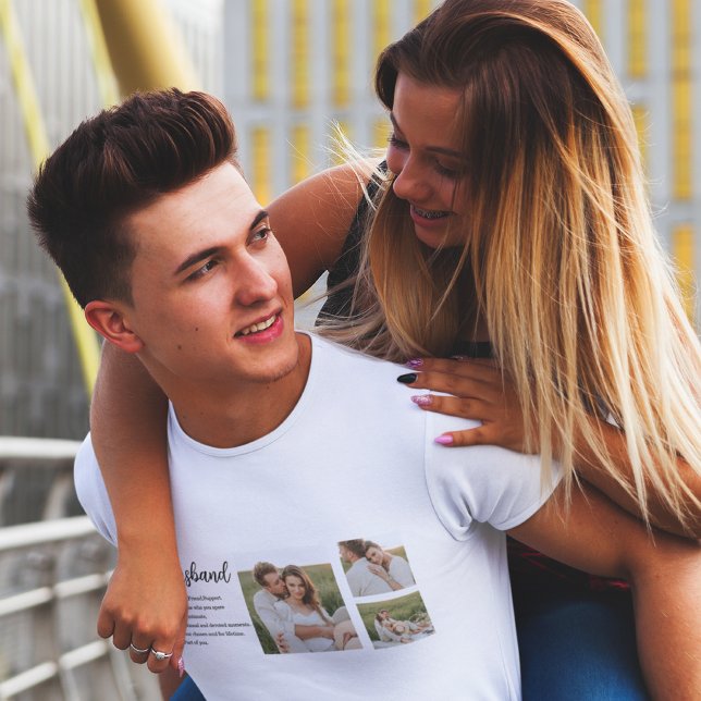 Collage Couple Photo & Romantic Husband Love Gift T-Shirt (Creator Uploaded)