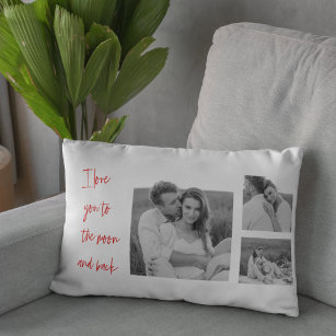 Collage Couple Photo & Romantic Quote Love You Lum Lumbar Cushion