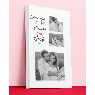 Collage Couple Photo & Romantic Quote To The Moon Canvas Print