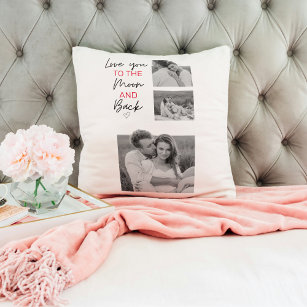 Collage Couple Photo & Romantic Quote To The Moon Cushion
