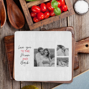 Collage Couple Photo & Romantic Quote To The Moon Cutting Board