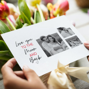 Collage Couple Photo & Romantic Quote To The Moon Holiday Postcard