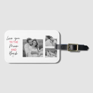 Collage Couple Photo & Romantic Quote To The Moon Luggage Tag