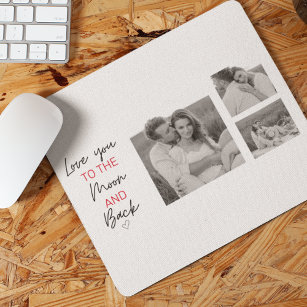 Collage Couple Photo & Romantic Quote To The Moon Mouse Pad
