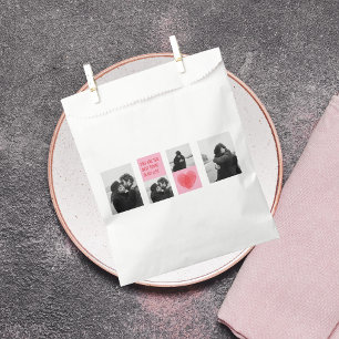 Collage Couple Photo Valentines Pink & Red Heart Favour Bag