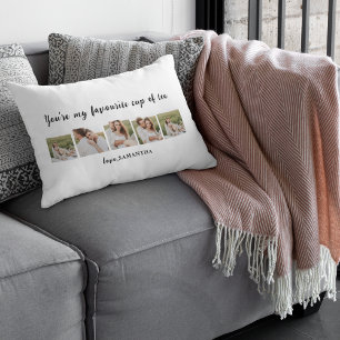 Collage Couple Photo & You Are My Cup Of Tea Quote Lumbar Cushion