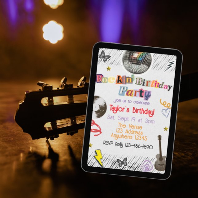 Collage Cut Out Rockstar Birthday Invitation (Creator Uploaded)