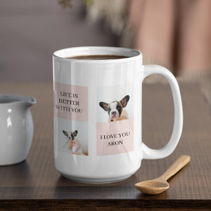 Collage Dog Photos   Dog Is My Valentines   Pink  Coffee Mug