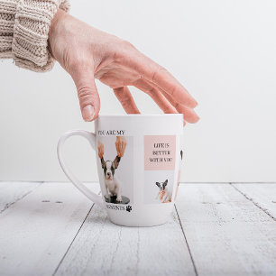 Collage Dog Photos   Dog Is My Valentines   Pink  Latte Mug