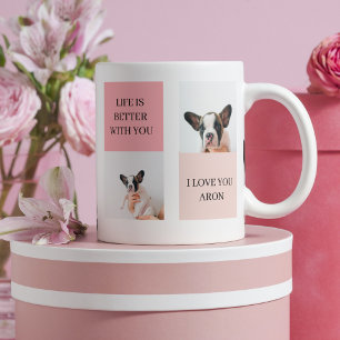 Collage Dog Photos   Dog Is My Valentines   Pink  Mug