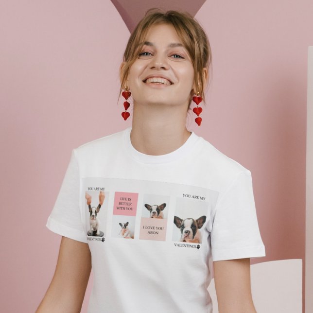 Collage Dog Photos | Dog Is My Valentines | Pink  T-Shirt (Creator Uploaded)