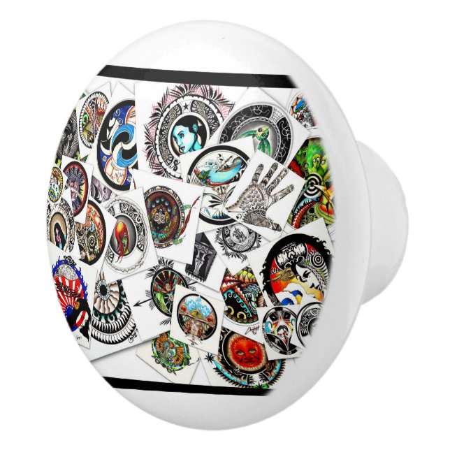 Collage Drawings Ceramic Knob (Right)