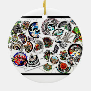 Collage Drawings Ceramic Ornament