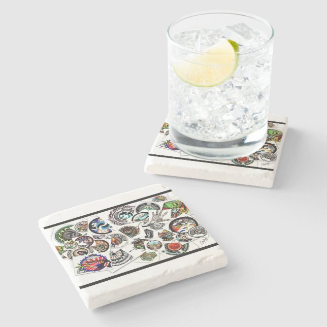 Collage Drawings Stone Coaster (Side)