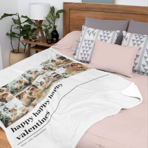 Collage Family Photo Happy Valentines Fleece Blanket