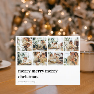 Collage Family Photo   Merry Merry Christmas Postcard